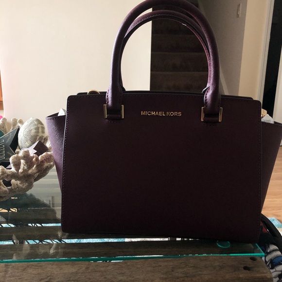 MICHAEL KORS Selma Medium Satchel Merlot Top Zip - Picture 6 of 8